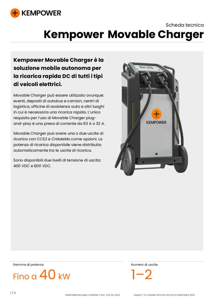 Emporio Ricambi Rossi | KEMPOWER MOVABLE CHARGER DATASHEET REV.3.20 04 2023 IT page 0001 1